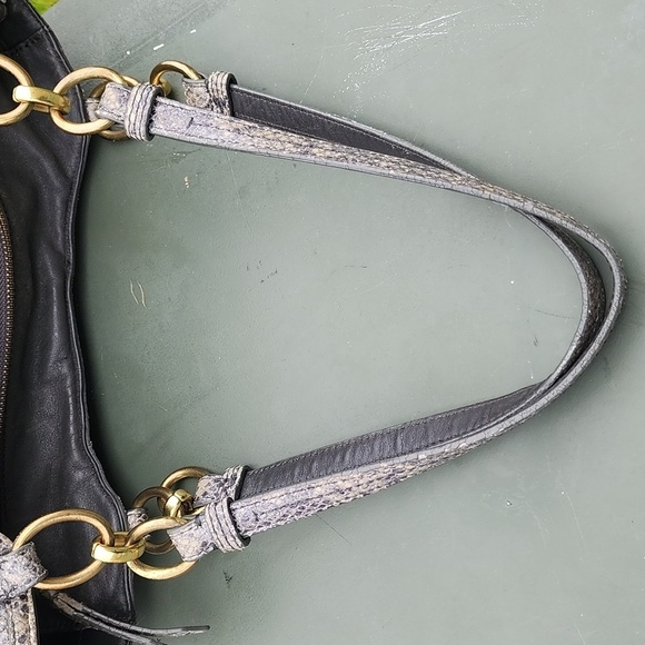 Coach Light Grey/Beige Python Embossed Leather Shoulder Tote Bag - Picture 9 of 15